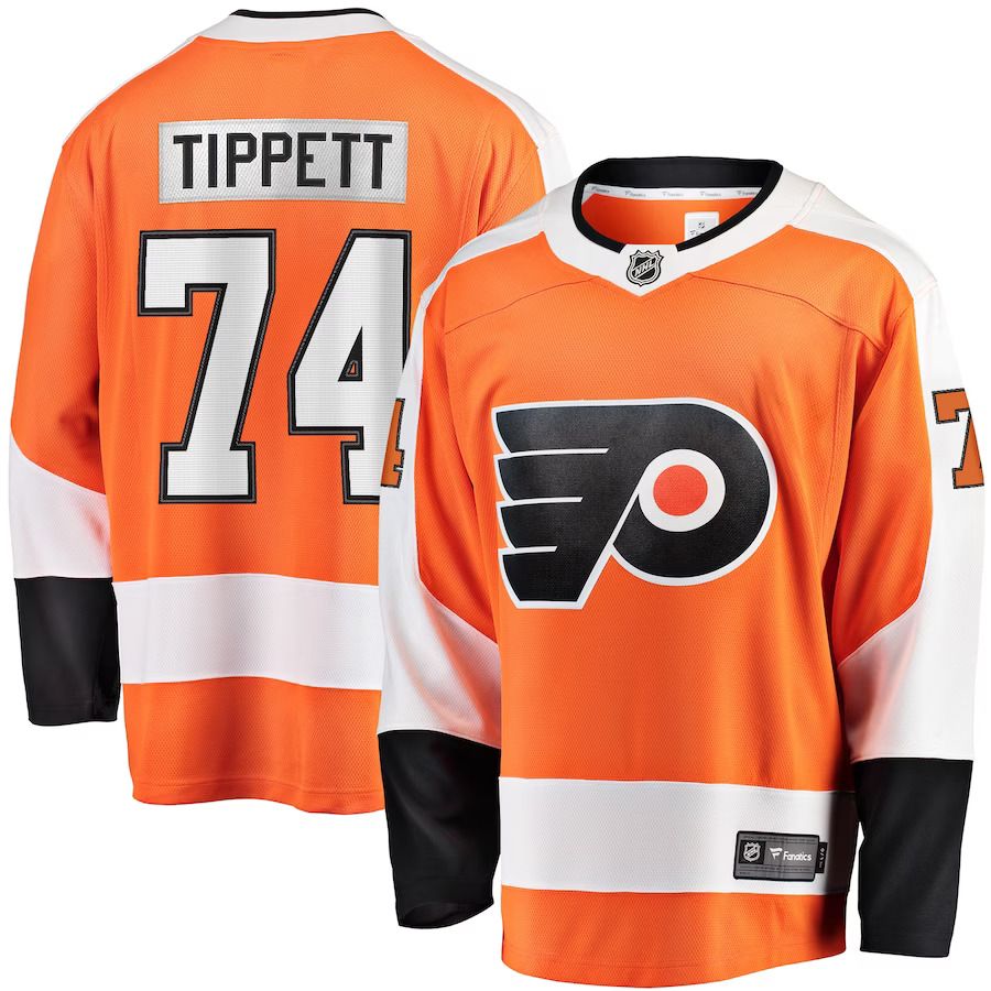 Men Philadelphia Flyers 74 Owen Tippett Fanatics Branded Orange Home Breakaway Player NHL Jersey